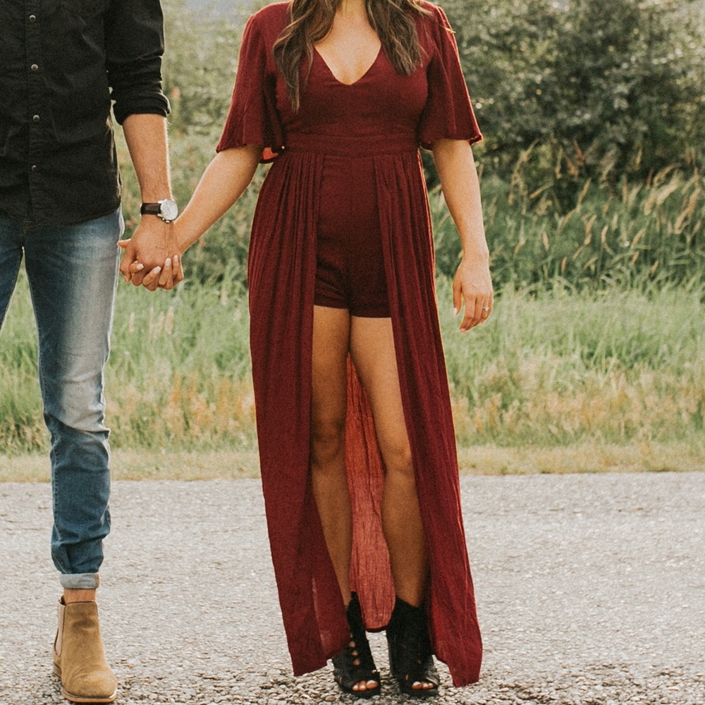 Highlow romper Maroon